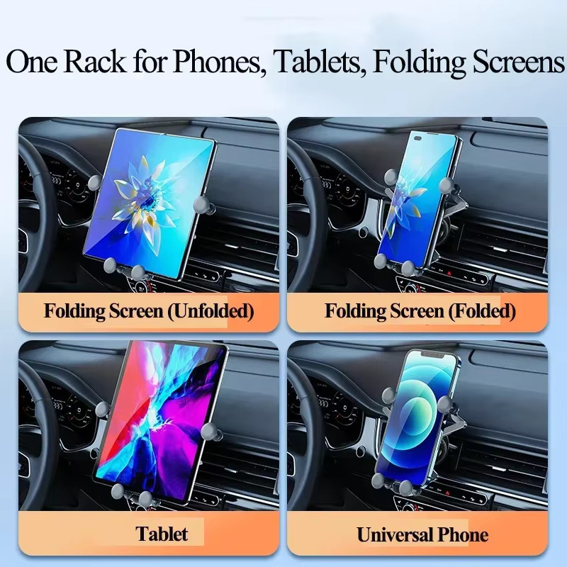 Oatsbasf Auto-Handyhalterung für Samsung Galaxy Z Fold 6 5 4 3 und iPhone 16 15, Schwerkraft-Expansions-Halterung für den Lüftungsschlitz, Schwarz - Bild 4