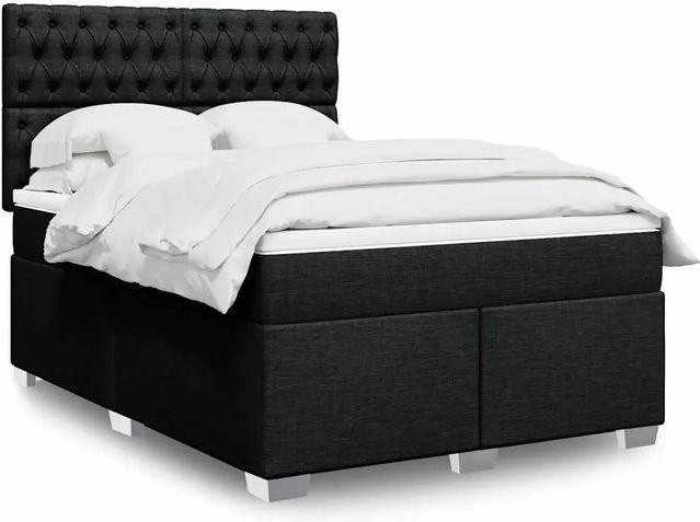 vidaXL Boxspringbett mit Matratze Schwarz B/B: 140 x 190 cm, Hybrid-Design mit USB-Ladeport und Unterbettbeleuchtung - Bild 1