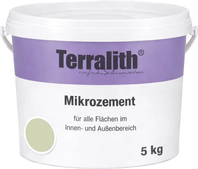 Terralith Mikrozement Fix & Fertig LFC0531 Wasserbasiert in Grün und Beige, 5 kg für 3,5 qm, Körnung 0-2 mm - Bild 1