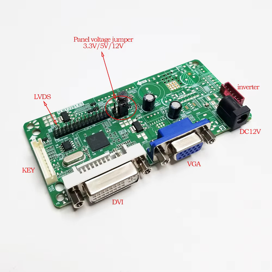 GLZLDY LCD Industrie-Display-Treiber-Board-Kit für 15 Zoll G150XNE-L01 L02 L03 mit HDMI, DVI, VGA und LVDS-Kabel, 1024x768, 8bit, 20pins, 1,25mm, Grün - Bild 2