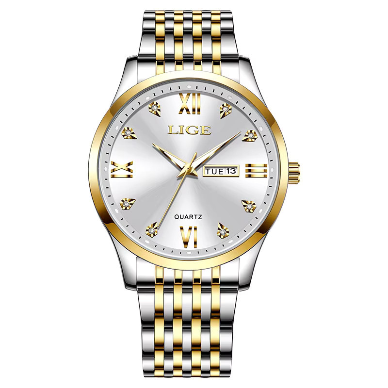 LIGE Armbanduhr Quarz, Edelstahl, Wochentag, Datum, Herren - Bild 7