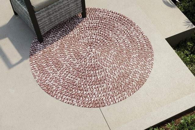 OUTFLEXX Harmony Outdoor Teppich Andorra White aus recyceltem PET-Garn, rund, Durchmesser: 120 cm - Bild 1