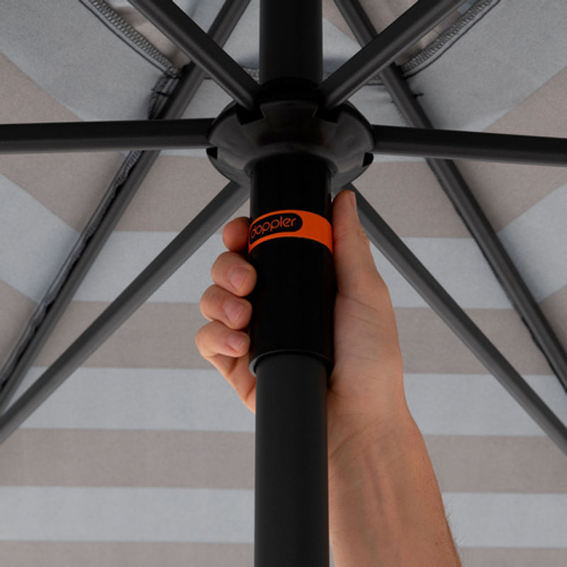 Doppler Marktschirm MyZone in Blau-Grau mit Blockstreifen, Durchmesser: 300 cm - Bild 4