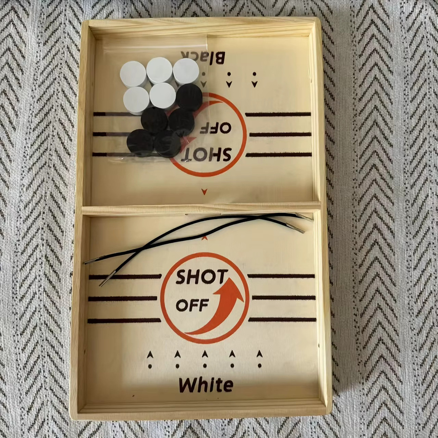 DUTRIEUX Doppel-Hockey-Puck-Spieltisch, hölzerner Mini-Eishockey - Bild 2