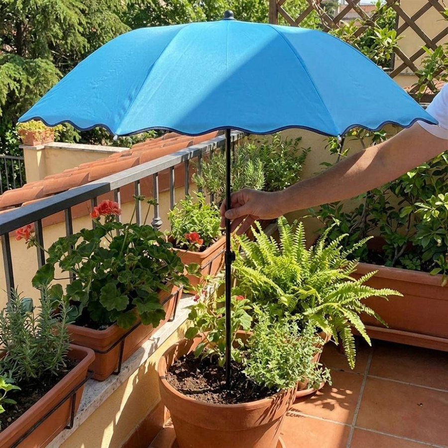 Kanisa Pflanzenschirm aus Metall mit Stoff für Garten und Balkon, violett, Höhe: 95 cm - Bild 3