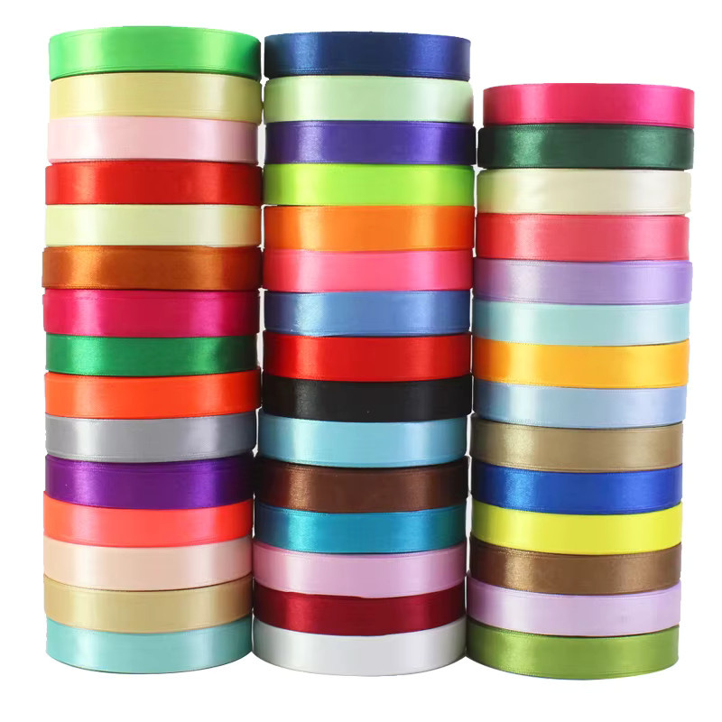 Merylover Seidensatinbänder für Geschenkverpackungen und DIY-Dekorationen, Rollenlänge: 25 Yards, Farben: Blau und Mehrfarbig - Bild 2
