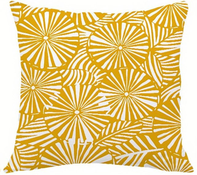 JMG Clothing Kissenbezug Tropisches Palmenblatt in Senfgelb und Beige, B/H: 40 x 40 cm - Bild 1