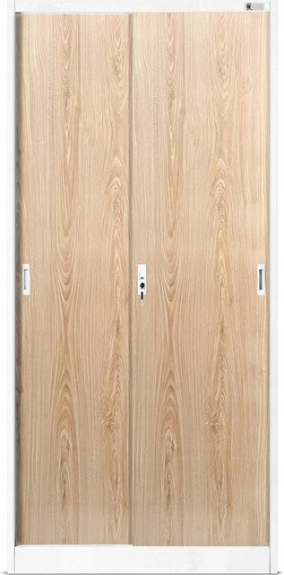 Jan Nowak Aktenschrank KUBA Schiebetürenschrank Eco Design in Weiß und Sonoma Eiche, H x B x T: 185 x 90 x 40 cm - Bild 1