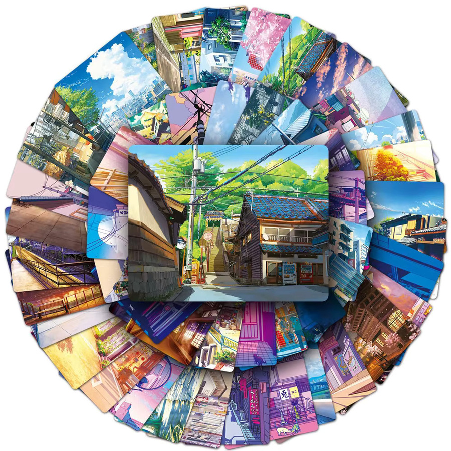 Charile Cartoon Japanische Anime Straßenansicht Landschaft Aufkleber, Multicolor, 10-teiliges Set - Bild 2