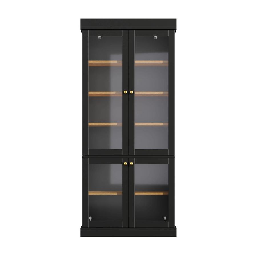 Merax Standhochschrank mit LED-Beleuchtung und Glasvitrine in Schwarz, H x B x T: 180 x 40 x 80 cm - Bild 2