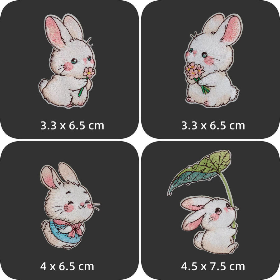 Osterhase Stickerei Aufnäher zum Aufbügeln in Grün und Multicolour für Daunenjacken und Schultaschen - Bild 2
