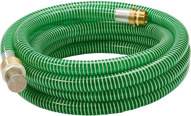 LUX-TOOLS Saugschlauch-Set aus PVC mit Messinganschlüssen in Grün, Länge: 7 m, Durchmesser: 25 mm - Bild 1