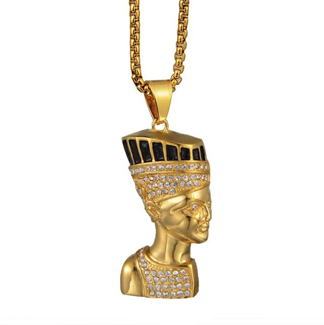 MAGIC ZONE Halskette mit Anhänger Nofretete, Edelstahl, Gold, Unisex - Bild 1