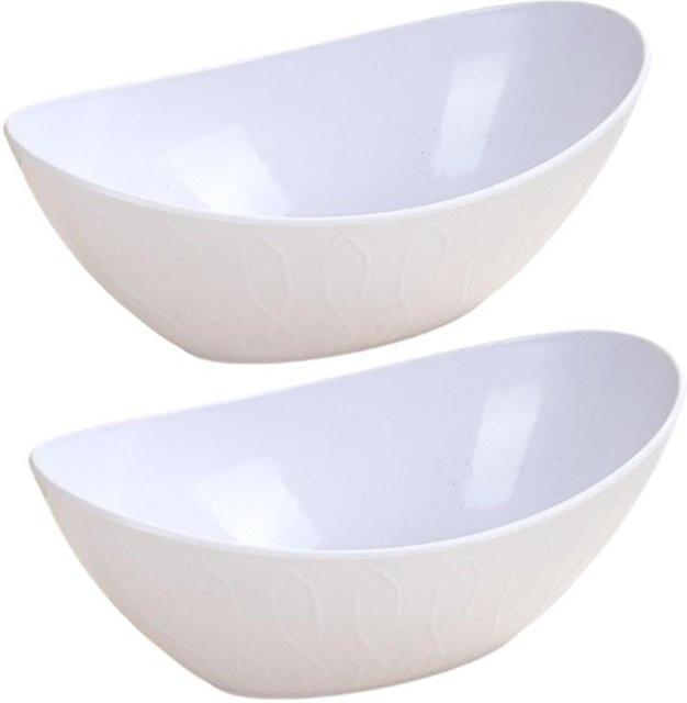 Beijieete 2er Set Obstservierschalen und Salatschalen in Barrenform, Weiß - Bild 1