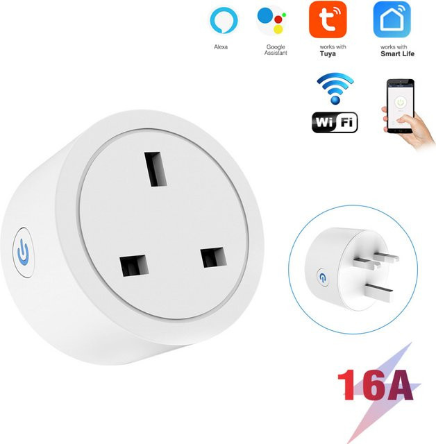 Tuya WiFi UK Smart Plug in Weiß – Kompatibel mit Alexa & Google Assistant, App- & Sprachsteuerung, Smart Home Steckdose ohne Hub - Bild 1