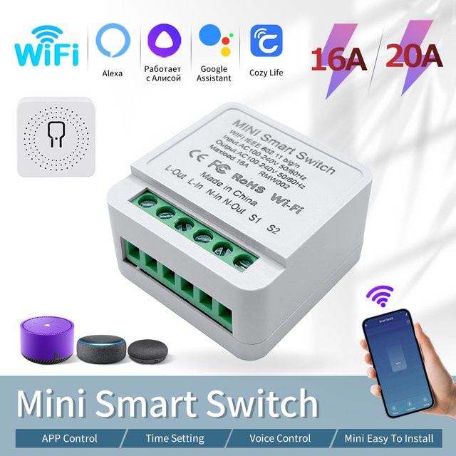 Cozylife Smart WiFi Schalter Breaker Modul 16A 20A in Weiß mit Cozylife App Steuerung für Alexa und Google Assistant - Bild 1