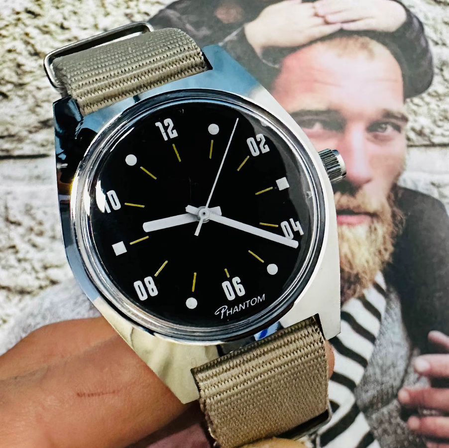 Phantom Armbanduhr, Handaufzug, Edelstahl, 36 mm, Herren, Schwarz - Bild 4