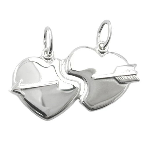 Colfem Anhänger 2 Herzen mit Pfeil, 925 Silber, Unisex - Bild 1