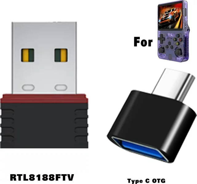 BOYHOM WiFi USB-Dongle RTL8188FTV und USB-C OTG-Adapter für R36S, R36H, R36 und R36PLUS - Bild 1
