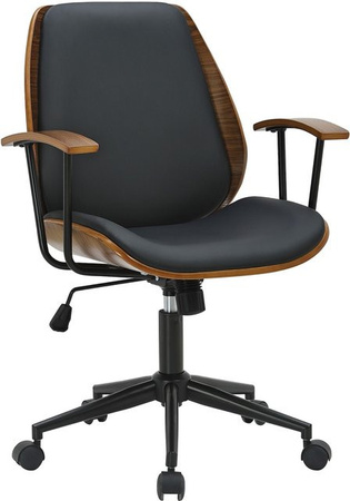 CLP Bürostuhl Arlondi Chefsessel mit Armlehnen, ergonomischer Schreibtischstuhl aus Kunstleder, drehbar und höhenverstellbar, Schwarz/Braun
