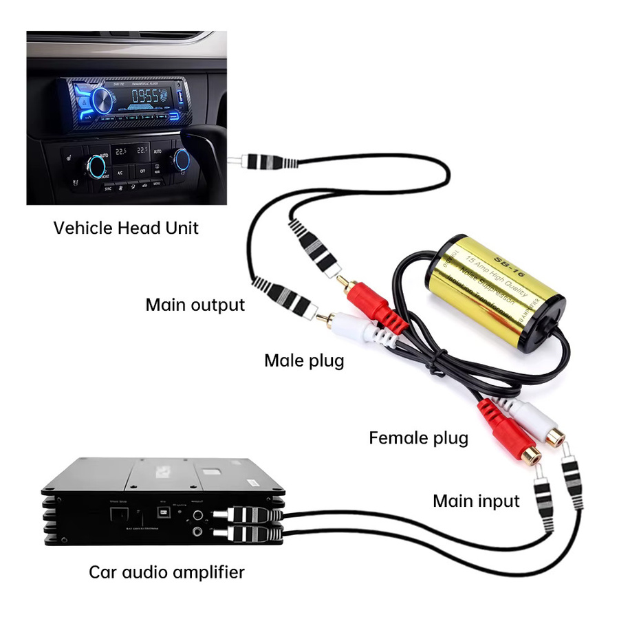 diymore RCA Audio-Rauschfilter und Erdschleifenisolator in Gold zur Beseitigung von Summen und Statik für Auto- und Heimstereoanlagen - Bild 4