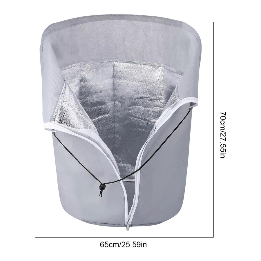 Wiederverwendbare Blumentopf-Schutztasche als Winter-Isolierabdeckung für Pflanzgefäße in Grau, B/T/H: 70,0 x 65,0 x 65,0 cm - Bild 5