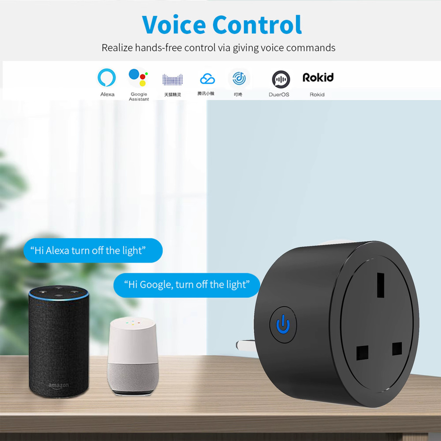 Tuya WiFi Smart Stecker UK in Schwarz mit Energieüberwachung, App- und Sprachsteuerung sowie Timer und Power-Off-Speicherfunktion für Smart Life - Bild 3