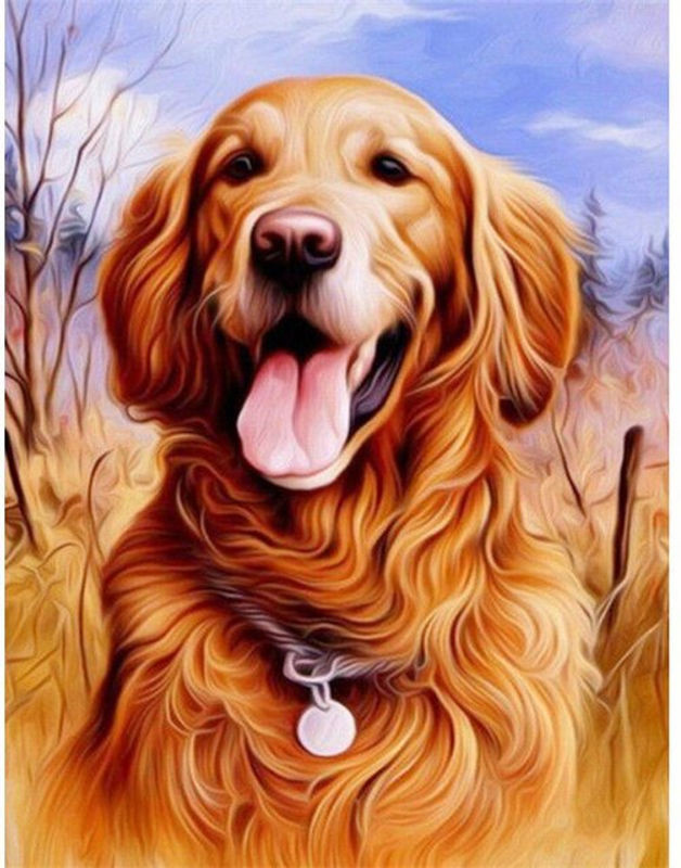 FIYO Diamond Painting Hund Motiv als 5D Wandbild mit Strass-Verzierung, mehrfarbig, B/H: 30 x 20 cm - Bild 1