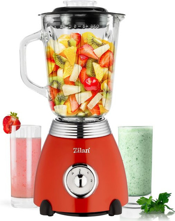 Zilan Retro Standmixer in Rot mit 1,5 l Glasbehälter und 500 Watt Leistung