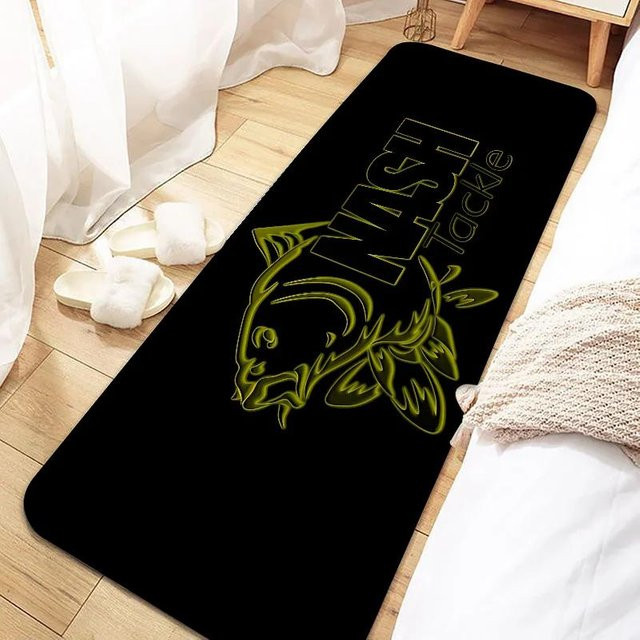 Nash Fishing Logo Rutschfeste Waschbare Fußmatte für Eingang, Küche, Wohnzimmer oder Flur, Farbe: Schwarz, B/T: 60 x 180 cm - Bild 1