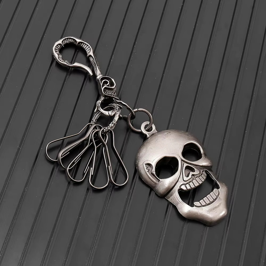 DPANCO Totenkopf Schlüsselanhänger, Metall, Silber, Unisex - Bild 2