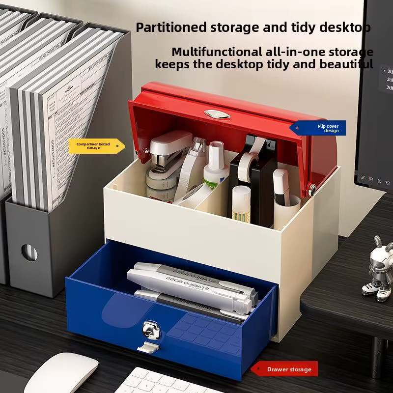 Desktop Organizer Box aus Kunststoff mit mehreren Fächern für Büro und Kosmetik - Bild 4
