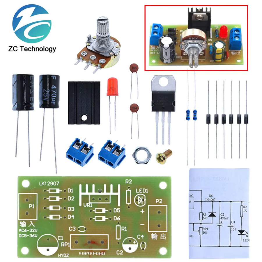 LM317 DIY Netzteil Kit zur kontinuierlichen Einstellung der DC-Spannung von 1,5 V bis 12 V in Multicolor - Bild 2