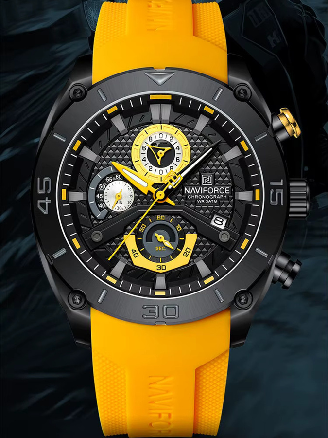 NAVIFORCE Armbanduhr Chronograph, Quarz, Silikon, Schwarz, Herren - Bild 6