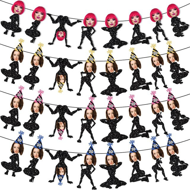 Personalisierte Papier-Girlande mit individuellem Fotomotiv für Geburtstag und Bachelorette Party - Bild 1