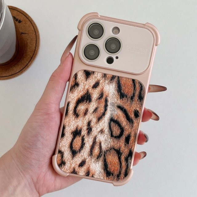 Stoßfeste iPhone Hülle mit Leopardenmuster in Schwarz für iPhone 17, 16, 15, 14, 13 Pro Max Plus mit Fensterschutz aus TPU - Bild 1