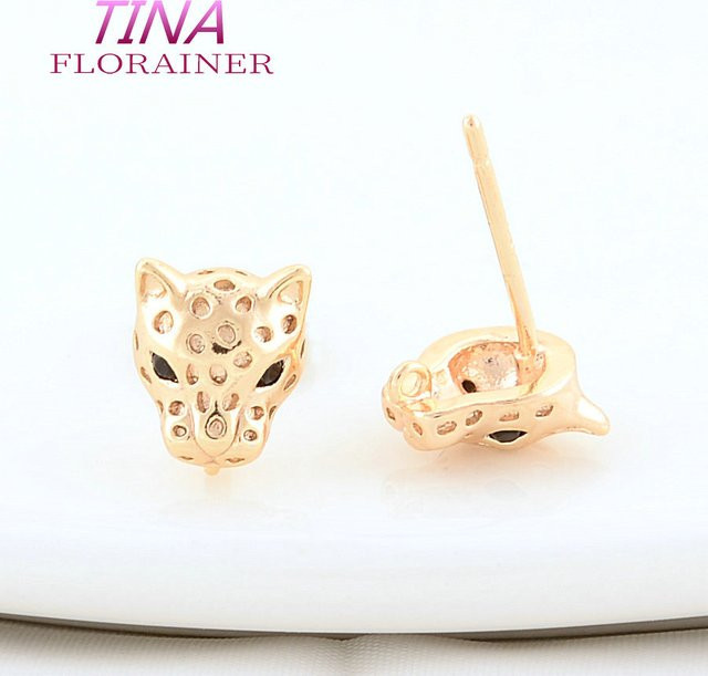 Florainer Tina Ohrstecker, Messing, Zirkon, Leopard Form, 7,5*9mm - Bild 1