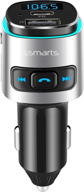 4smarts FM-Transmitter mit Bluetooth und USB-A für den Zigarettenanzünder in Schwarz-Silber - Bild 1