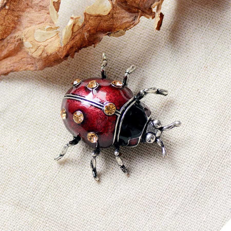 QATT Brosche, Marienkäfer- und Insektenmotiv, Bunt, Kristall, Unisex - Bild 5