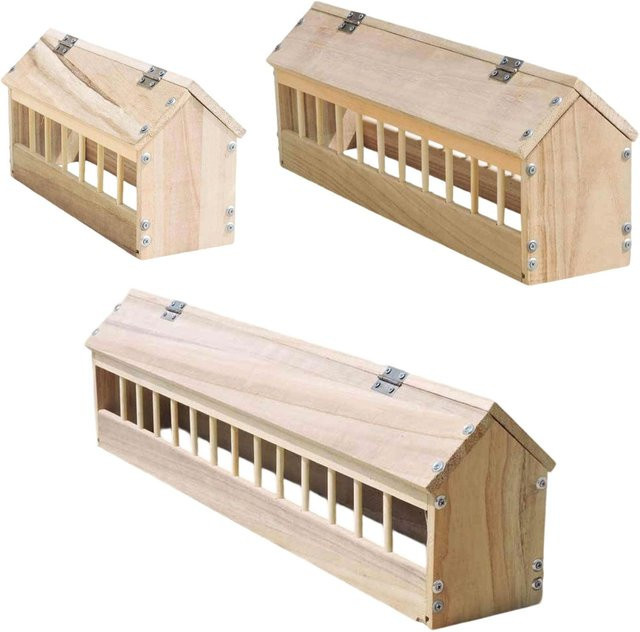 Kesoto Geflügel-Futtertrog aus Holz in Braun für Tauben, Vögel, Küken und Enten - Bild 1