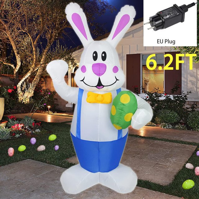 Aufblasbarer blauer Hase von Kidsly als LED-Osterdekoration für Garten und Innenbereich, Höhe: 180 cm - Bild 1