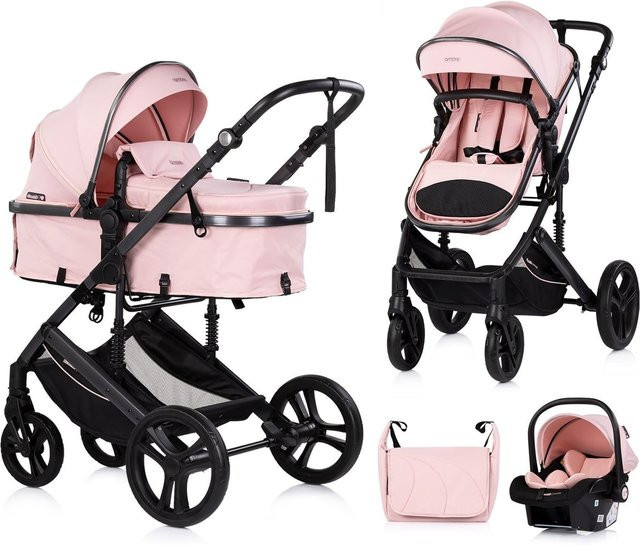 Chipolino Kinderwagen 3 in 1 Amore Kombikinderwagen mit Babyschale und Zubehör in Rosa Pink - Bild 1