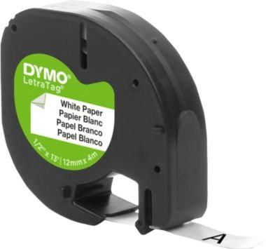 Dymo LetraTag Schriftbandkassette aus Papier, schwarz auf weiß, Breite: 12 mm, Länge: 4 m - Bild 2