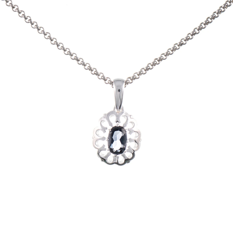 Anhänger mit Kette, 925 Silber, Zirkonia, anthrazit - Bild 1