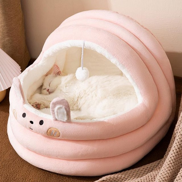 Warmes Hundesofabett Umarmungsbär in Pink mit weichem Plüsch und Wärmefunktion für kleine und mittelgroße Hunde - Bild 1