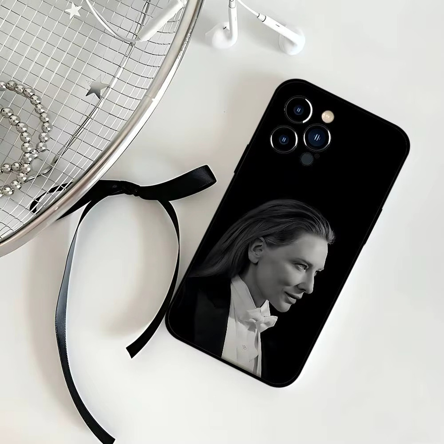 C-Cate B-Blanchett Handyhülle für iPhone 15, 16, 17 Pro Max und Plus in Schwarz - Bild 4
