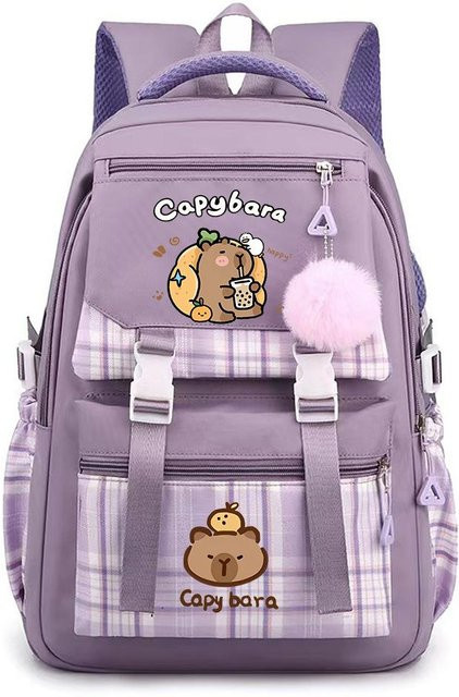 3-teiliges Schulrucksack-Set aus Oxford-Stoff in Violett mit Schultasche und Federmäppchen - Bild 1