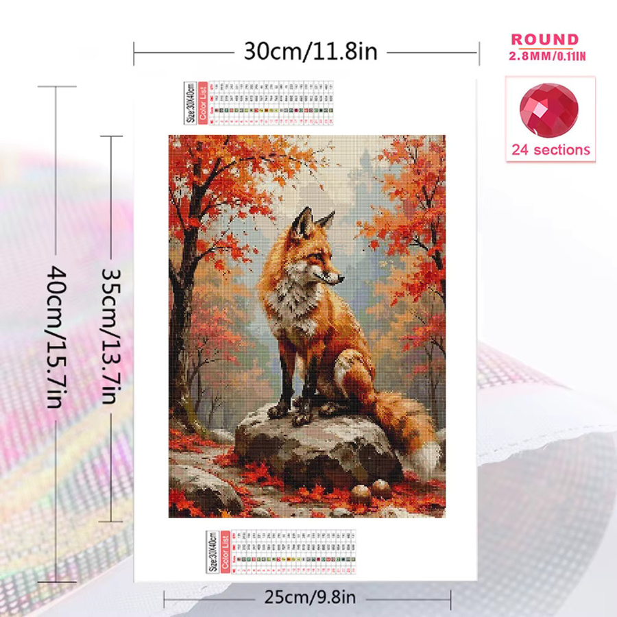 Momoart Fuchs Diamant-Mosaik Set mit Rundsteinen in Multicolour, DIY Strass-Stickerei für Kinder, B/H: 30 x 30 cm - Bild 2