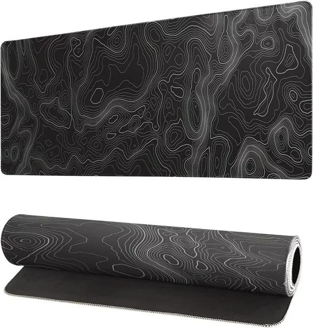 MOUPING XXL Gaming Mauspad mit topografischer Textur in Schwarz, rutschfeste Basis und genähten Kanten für Gaming und Büro - Bild 1