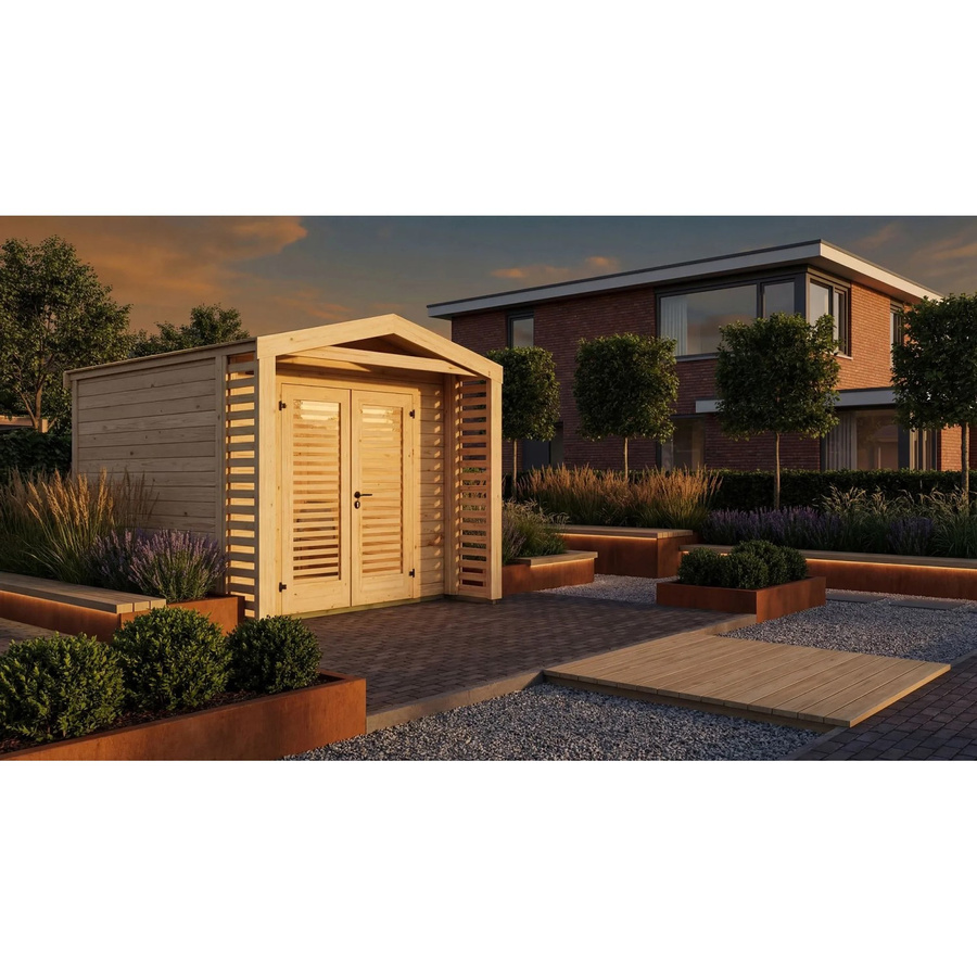 Weka Holz-Gartenhaus Killarney mit Satteldach in Natur Braun, B: 363 cm, T: 311 cm, H: 246 cm - Bild 2